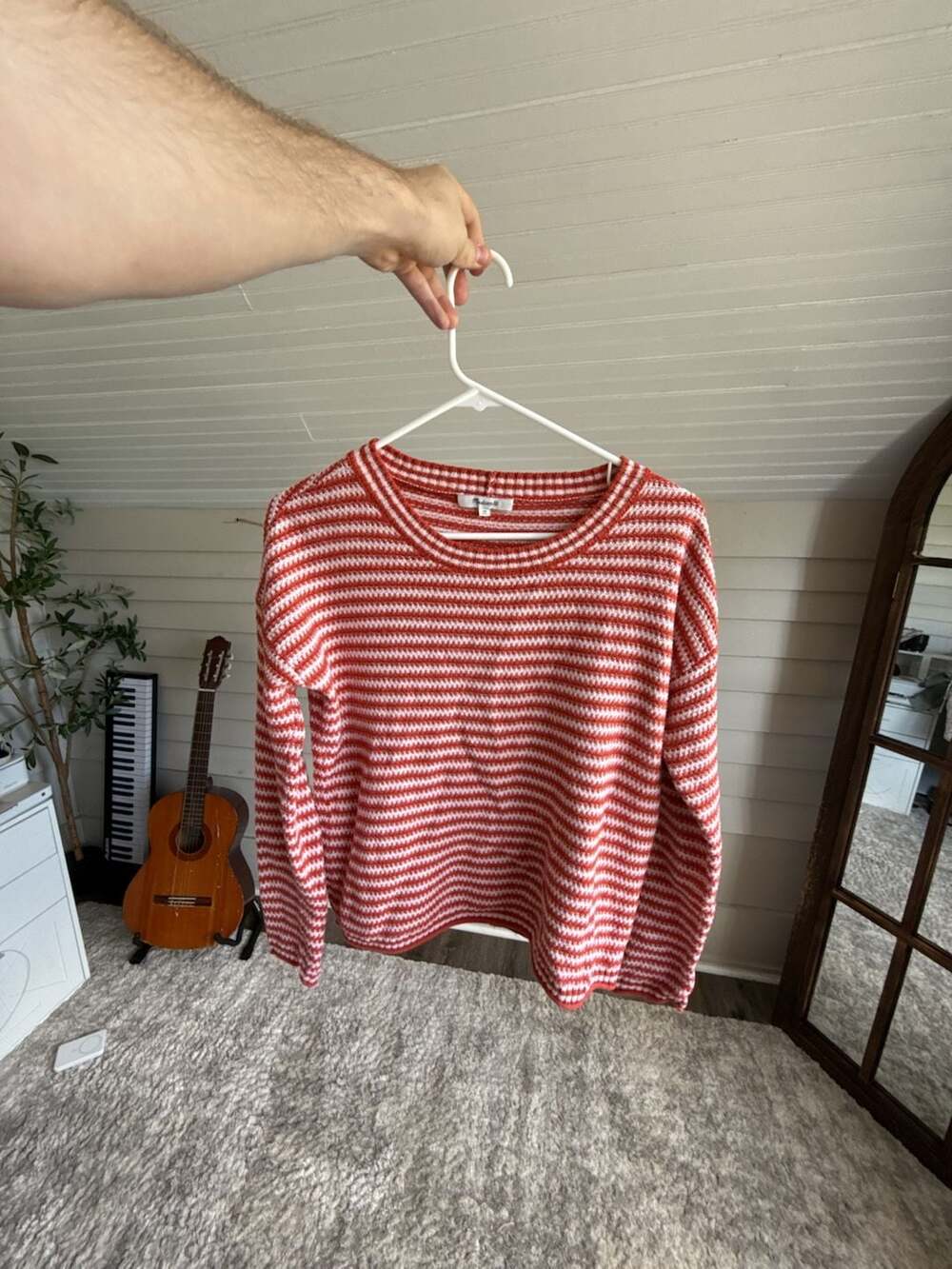 Super Cute☺️ Fall Striped Sweater by Madewell Size XS Red White